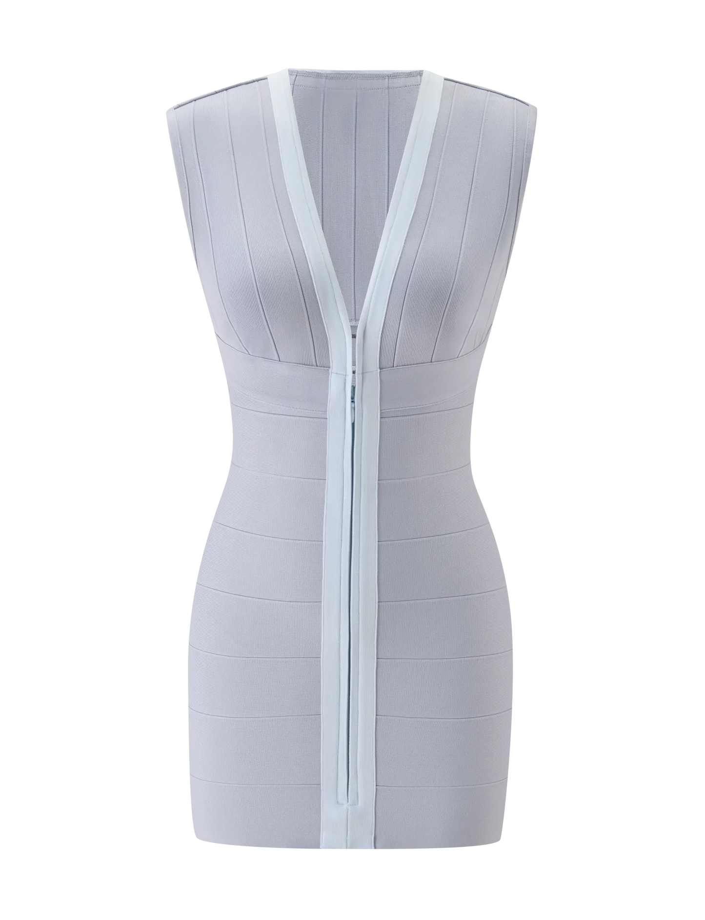 Front Zip V Neck Bandage Mini Dress For Women Sexy Sleeveless Bodycon Skirt Lady's 2026 New Summer Nightclub Dating Party Frock