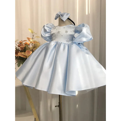 Classic Beading Princess Dresses For Kid Girls Birthday Party Infant Luxury Ball Gown Children Baptism Childen Formal Dresses