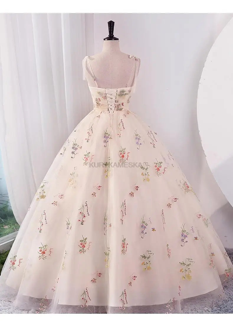 Luxury Floral Embroidery Long Prom Evening Wedding Shooting Dresses Women 2025 Summer Party Formal Occasions Reception Dress