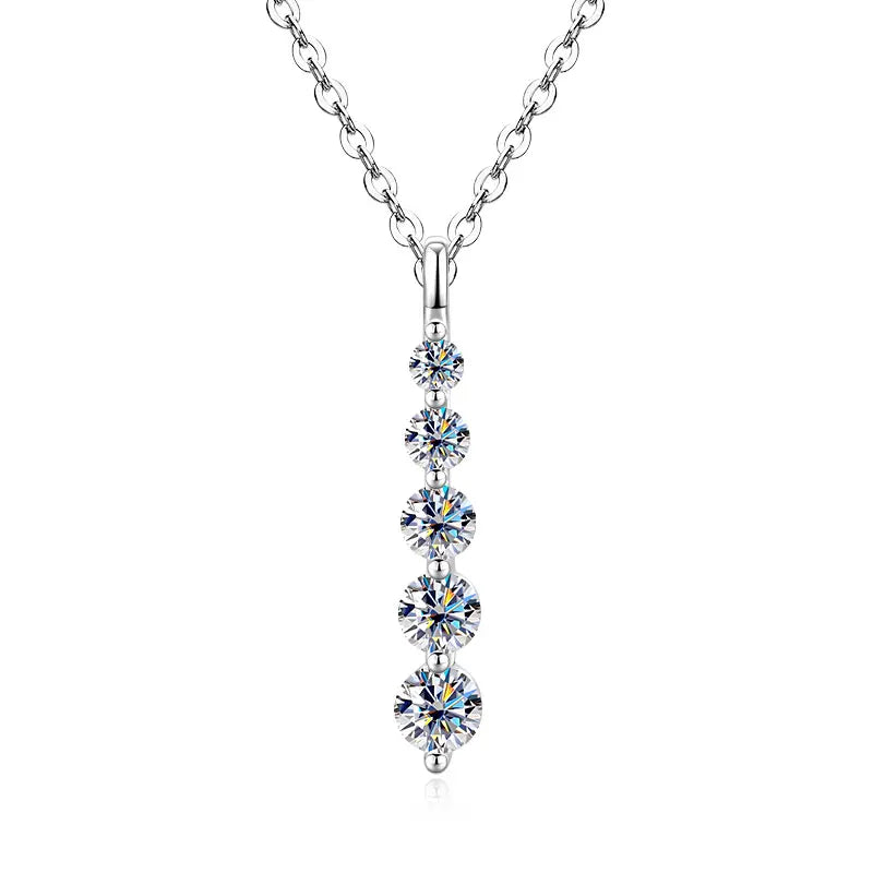 GRA Certified D VVS1 Full Moissanite Diamond 5-Stone Pendant Necklace for Women Girls Chain Neck Jewelry Gifts Collares