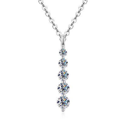 GRA Certified D VVS1 Full Moissanite Diamond 5-Stone Pendant Necklace for Women Girls Chain Neck Jewelry Gifts Collares
