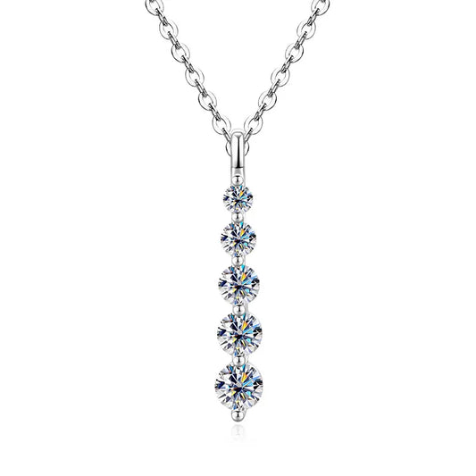 GRA Certified D VVS1 Full Moissanite Diamond 5-Stone Pendant Necklace for Women Girls Chain Neck Jewelry Gifts Collares