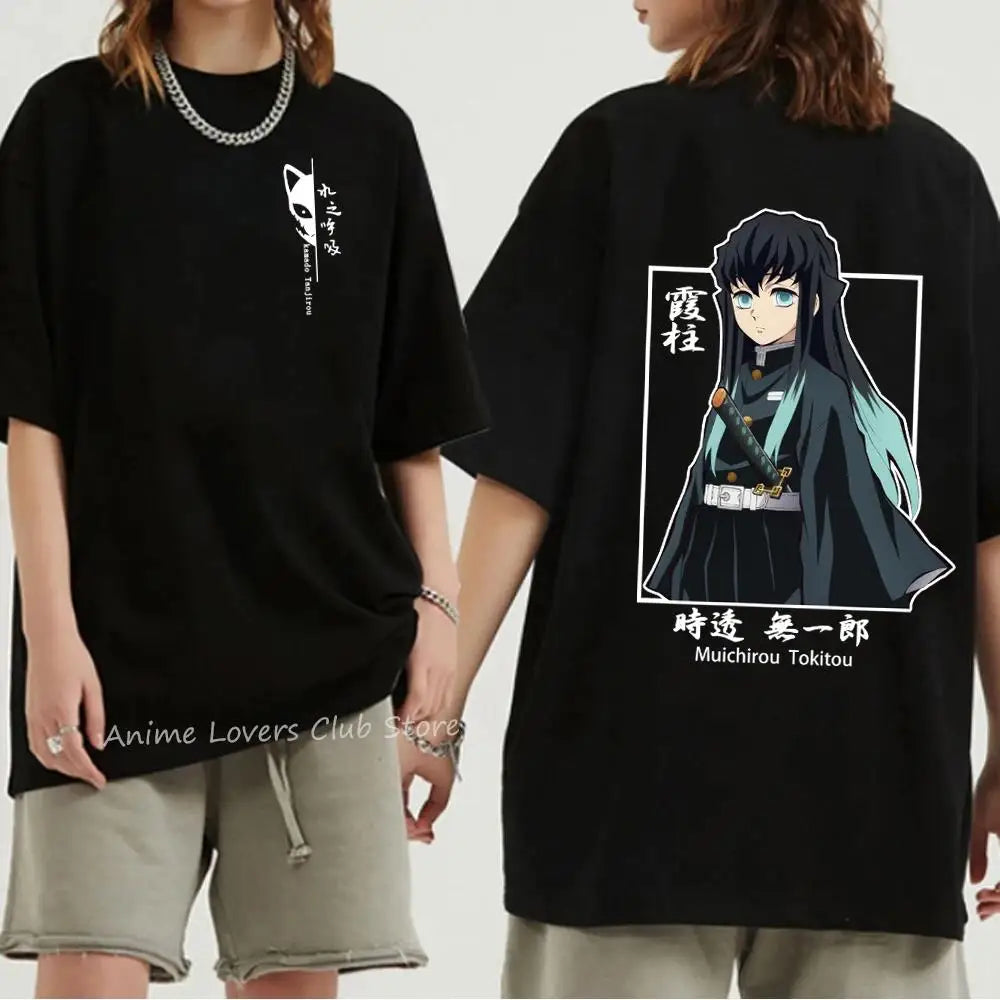 Japanese Anime Demon Slayer Graphic Print T Shirt Fashion Casual Crew Neck Short Sleeve Plus Size T Shirt Women