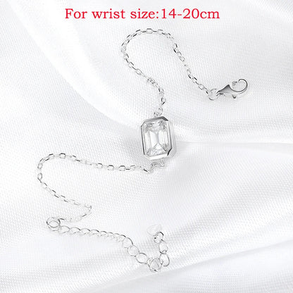 1/2CT Emerald Radiant Cut Moissanite Bracelets for Women Men Adjustable 15-20cm Chain 925 Sterling Silver Jewelry Fine