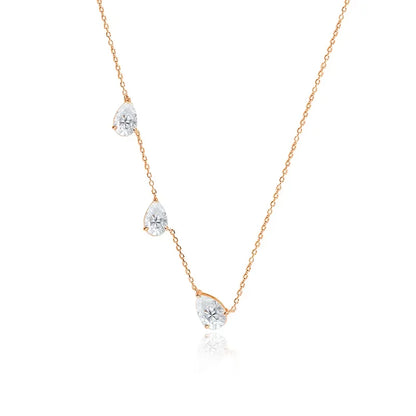 Gradient Moissanite Necklace for Women 3 Gems Pear Cut Certified Luxury Pendant Lab Diamond Jewelry Sterling Silver 925