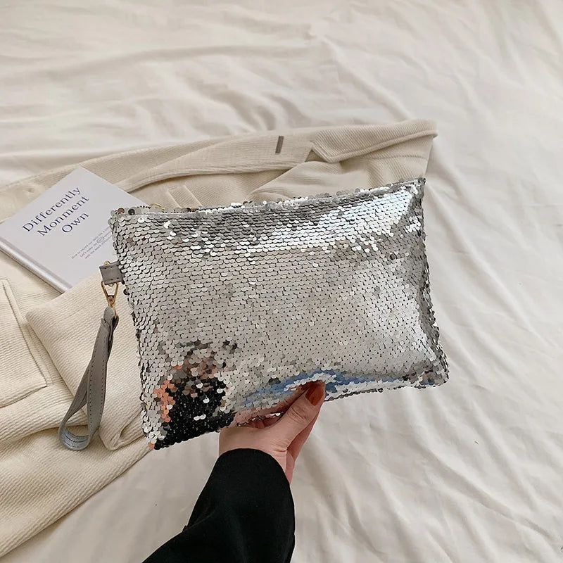 Fashion Women's Sequined Bling Handbag And Purse Small Wedding Party Evening Bag Lady Wristlet Clutch Bag Female Envelope Bag