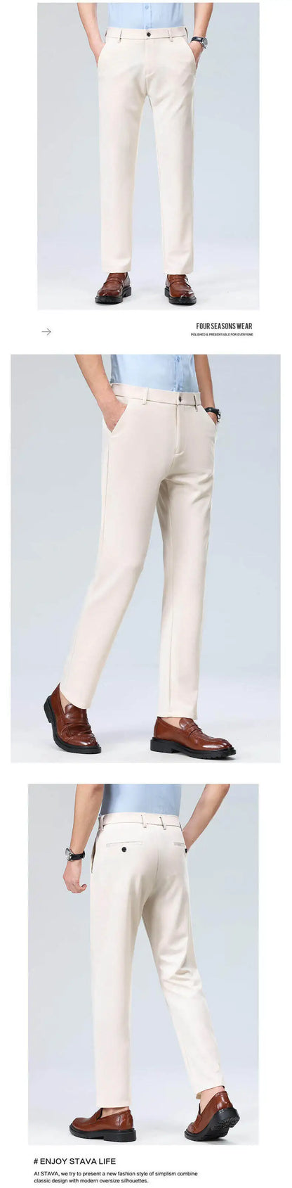 New casual suit pants pants, men's business casual suit pants, loose straight summer thin section elastic suit pants
