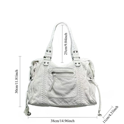 Ladies' Fashion Y2K Street Hot Girl Motorcycle Tote Bag Large Capacity Retro Vintage Vintage Single Shoulder Bag