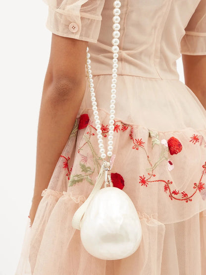 Mini Pearl Bag Crossbody Beaded Necklace Shoulder Handbag Egg Evening Fashion Totebag Women Hand Lady Phone Handbags Small Woman