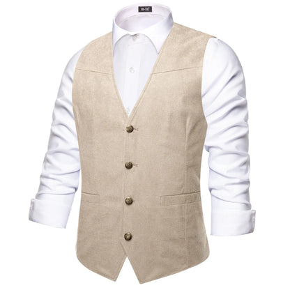 Luxury Men Vest Suede Fabric Solid Waistcoat Casual Fit High Quality Wedding Business Beige Brown Black Red Green Silvery
