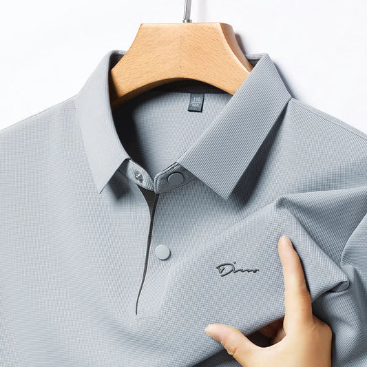 2025 High-end Brand Men's Short Sleeved Polo Shirt Summer Fashion D-letter Casual Business Ice Silk Cool T-shirt