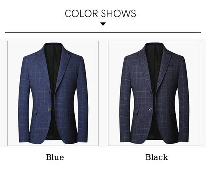 Brand Midlife Mans Blazers 2026 New Spring Autumn Plaid Design Casual Suit Men Classics Comfortable Suit Jacket Men