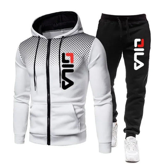 New autumn and winter men's long-sleeved pullover hoodie + pants 2-piece fashionable outdoor running men's sportswear set