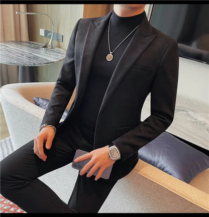 Classics Autumn Winter Suede Suit Jackets Fashion New Solid Slim Fit Business Office Social Blazer Wedding Top Mens Clothing 4XL