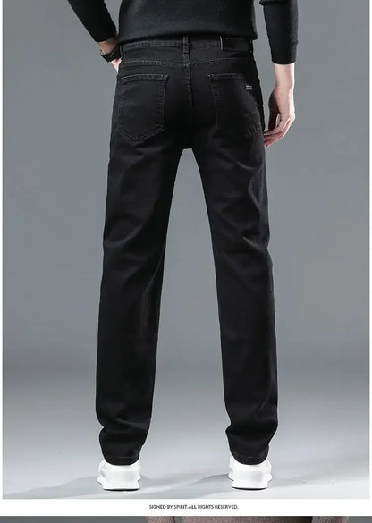 2025 New Men Fashion  Slim Fit Jeans Male Elasticity Smart Casual Mid Classics Straight Denim Pants Wedding Party Black Trousers