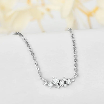 Moissanite Diamond Necklace Ring 925 Sterling Silver Cluster Pendant Jewelry Set For Women Laides Engagement Rings Gift