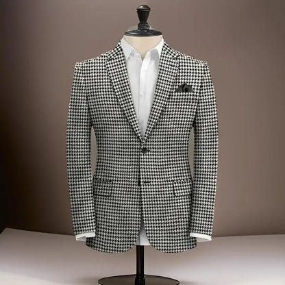 Plaid Business Suit Jacket for Men 1 Piece Notch Lapel Houndstooth Male Blazer 2024 Slim Fit American Style Wedding Suit
