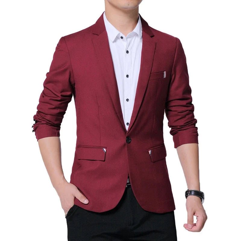 2026 New Spring Autumn Men Suit Jacket Mens Korean Slim Fit Solid Color Smart Casual Work Clothing Men's Suits Blazers