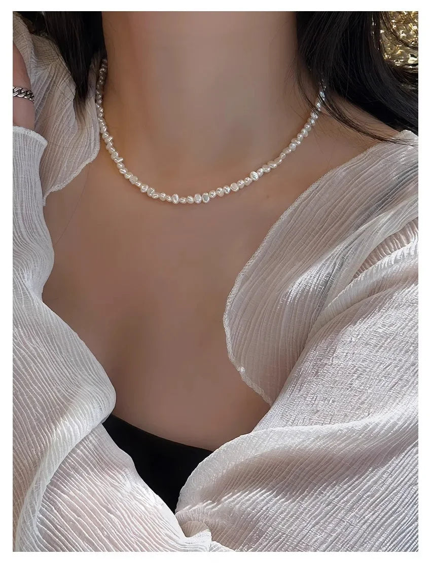 4-5mm Baroque Freshwater Pearl Necklaces 38cm 45cm 50cm 925sterling Silver Necklaces Jewelry Gift 2026 New Arrivals