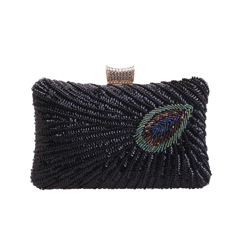 Women's Evening Clutch Bag Party Purse Luxury Wedding Clutches For Bridal Exquisite Crystal Ladies Handbag Apricot Silver Wallet