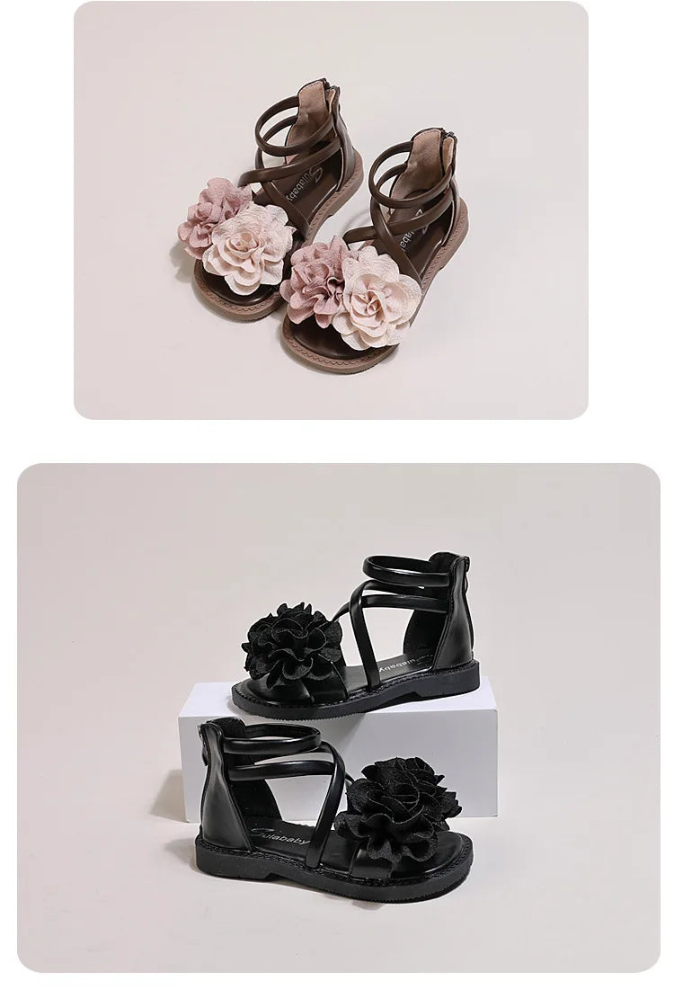 Girls' Sandals 2026 Summer New Children's Flower Princess Shoes Soft Sole Anti Slip Baby Girls' Roman Sandals