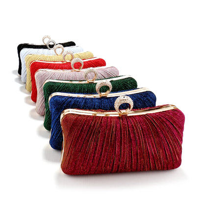 Valentine's Day Evening Bags Finger Ring Diamonds Clutch Ruched Fashion Prom Dinner Handbags With Chain Purse