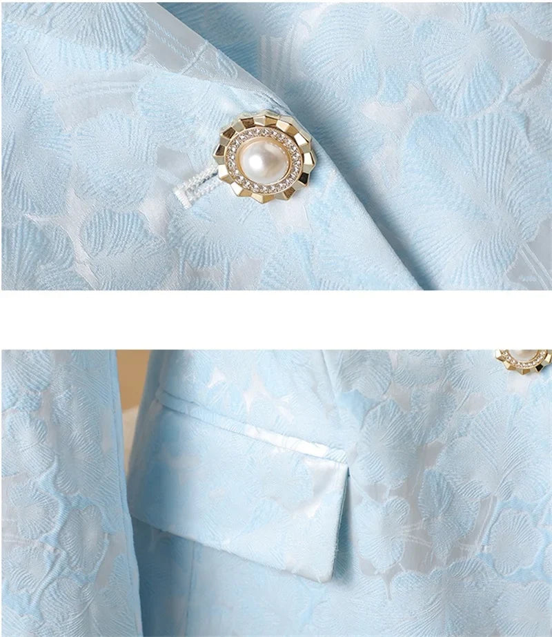 Women Blazer Office Lady 2024 Elegant Slim Notched Women Blazers Jackets Button Long Sleeve Decorative Pattern Female Suit Coat