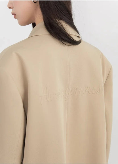 Women Blazers Solid Loose Double-breasted Wide Shoulder Office Ladies Suit Jacket Oversized Coat Spring Autumn 2026
