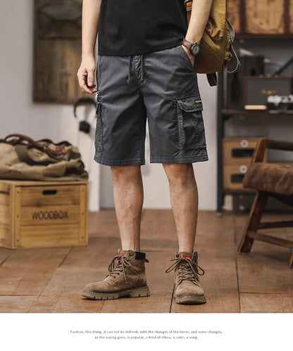 Men Summer New Multi Pocket Cargo Shorts Men Cotton Loose Breathable Fashion Trend Casual Versatile Five Points Pants Men Shorts