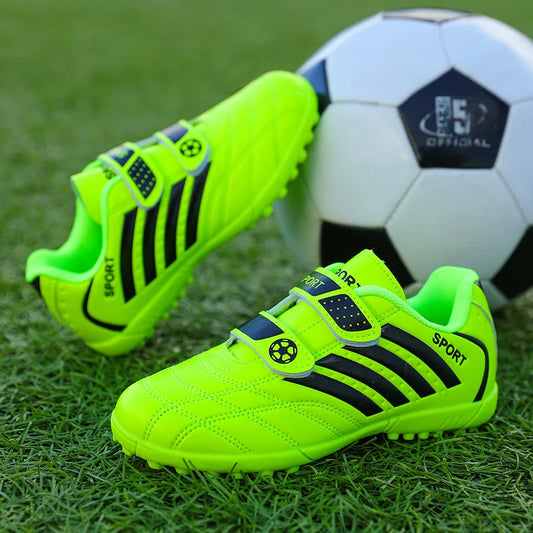 Green Children Turf Soccer Shoes Cheap Football Cleats Training Football Boots Kids Futsal Shoes Sneaker for Boy botas de fútbol