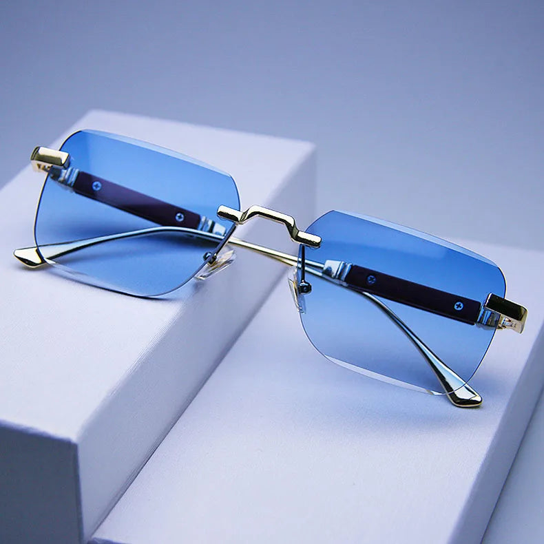 Fashion Rimless Sunglasses For Men Designer Square Sunglasses Women 2024 Trendy Retro Gafas De Sol Hombre Lunette Soleil Femme