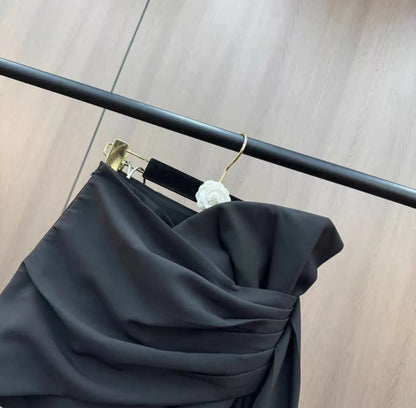 2026 Spring and Summer Design Sense Niche French Temperament Pleated Bow Streamer Hip Skirt for Women Ladies