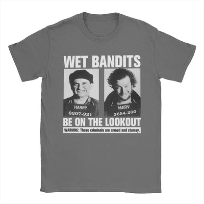 Home Alone Wet Bandits T-Shirt for Men  Vintage Pure Cotton Tee Shirt Crew Neck Short Sleeve T Shirt Printed Tops
