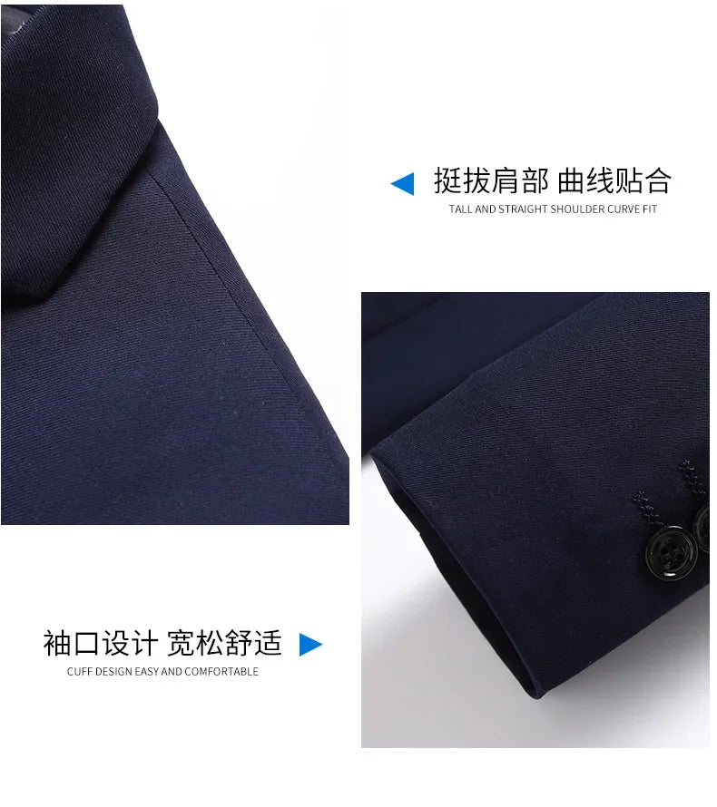 2026 New Arrival Men's Solid Navy Blue  black Blazer Single Breasted Formal Suit Jacket