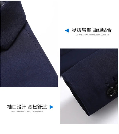 2026 New Arrival Men's Solid Navy Blue  black Blazer Single Breasted Formal Suit Jacket