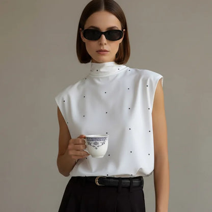 Satin Scarf Neck Polka Dot Printing Women Blouse Fashion Full Sleeve Loose Basic Shirt Lady Spring Highstreet Commute Wears New