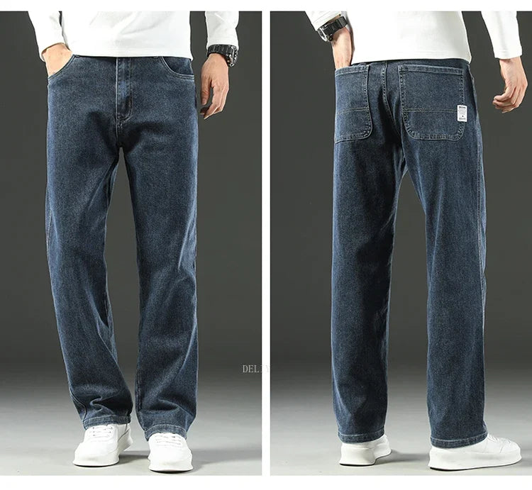 2026 New Y2K  Autumn and Winter Baggy  Jeans Men's  Loose Straight Wide-leg Business Trousers Mens Clothing