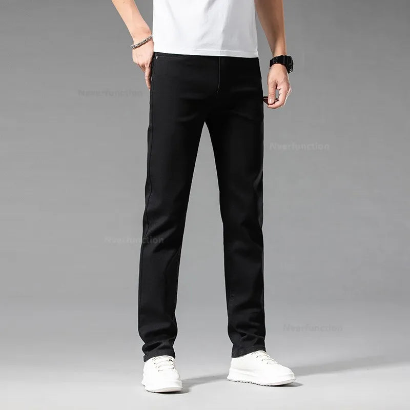 Luxury Men's White Slim Jeans Spring Summer New 98% Cotton Stretch Fashion Casual Male Clothes Straight Denim Trousers