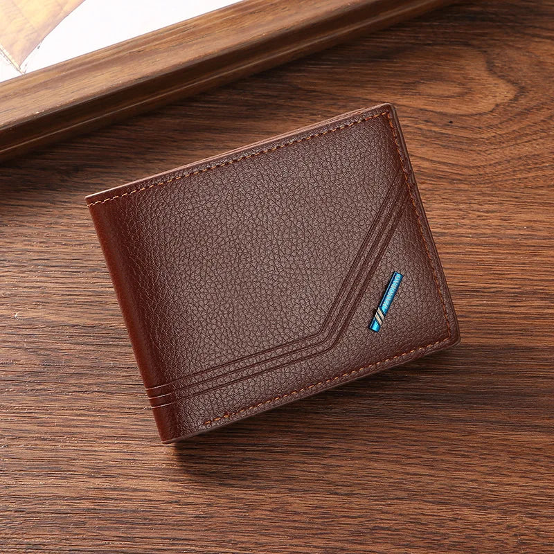 Homme court bifold en faux cuir masculina billetera porte-cartes d'identité porte-monnaie pochette couleur unie hombre business mince