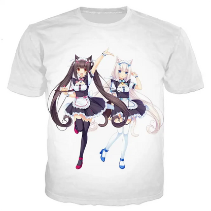New Cool Tee For Men/women Nekopara Chocolate Vanilla 3D Printed Cute Anime Short Sleeve Harajuku Style Street Wear T-shirt Tops