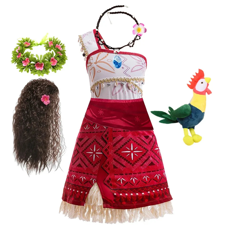 New Movie Moana 2 Girl Dress 2026 Halloween Party Ocean Adventure Costume Princess Clothes Children Vaiana Outfit Dress
