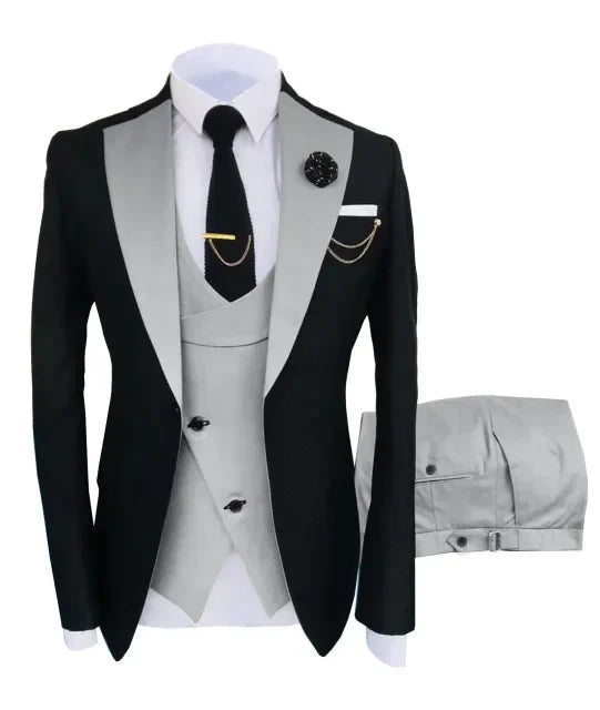 New Costume Slim Fit Men Suit Slim Fit Business Suits Groom Black Tuxedos For Formal Wedding Suit Jacket Pant Vest 3 Pieces