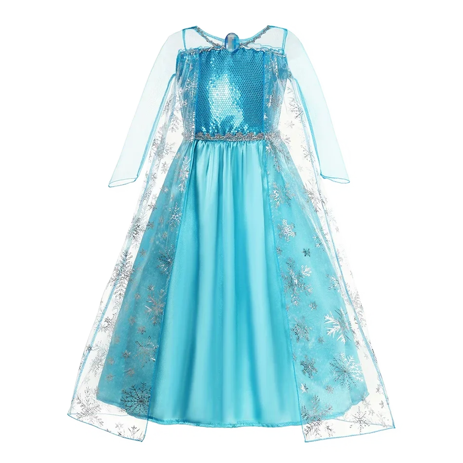 Elsa Anna Snow Queen Dress for Girls Princess Costume Birthday Halloween Christmas Carnival Outfit Kids Cosplay 2-8Y Vestido