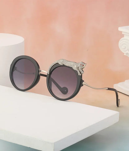 2025 Steampunk Metal Leopard Sunglasses Women Men Personalized Round Frame Sun Glasses Ladies Sunshade UV400 Gafas De Sol