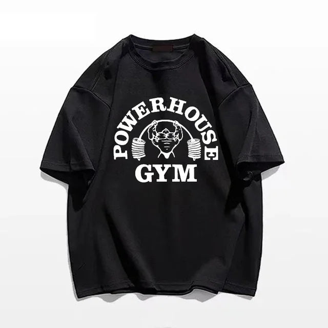 Powerhouse Gym Print T-Shirts Spring Summer Women Daily Casual Loose Cotton Clothing Harajuku Letter Appliques Women Tees