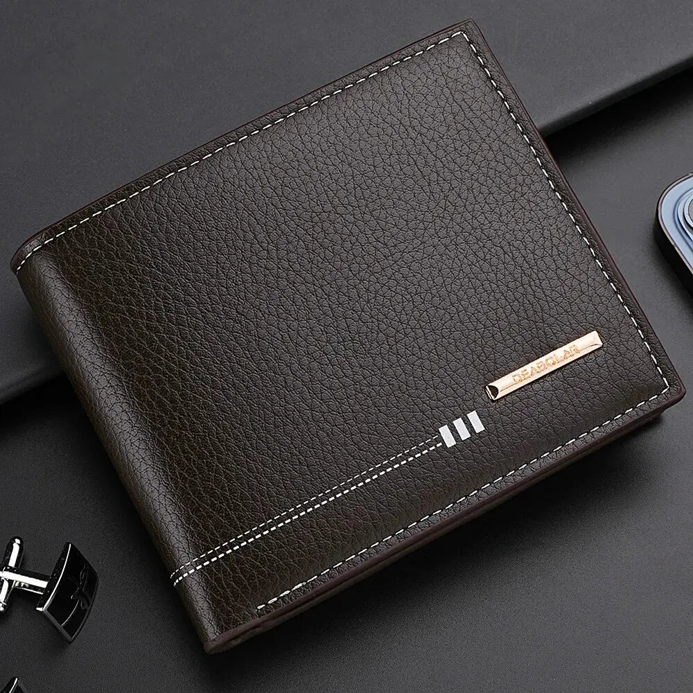 Nouveau Portefeuille Homme Porte-Cartes de Crédit Fermeture Éclair Porte-Monnaie Motif Litchi Haute Qualité Portefeuille Court d'Affaires Pour Hommes