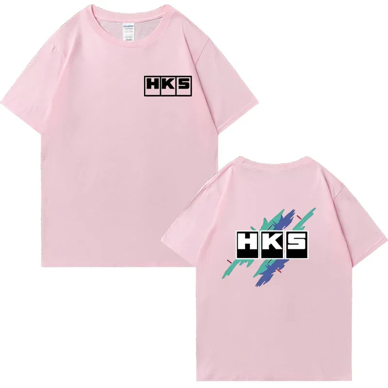 Japanese JDM Improved HKS Endless Car Graphic short sleeve t-shirts Cotton Men Women Oversized Tee shirt Double Sided Unisex Top