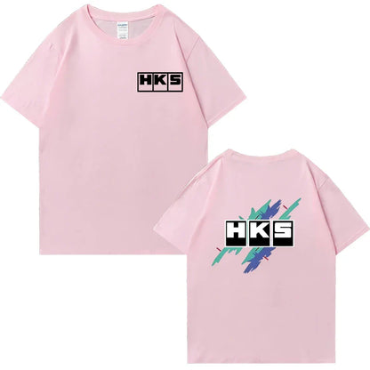 Japanese JDM Improved HKS Endless Car Graphic short sleeve t-shirts Cotton Men Women Oversized Tee shirt Double Sided Unisex Top