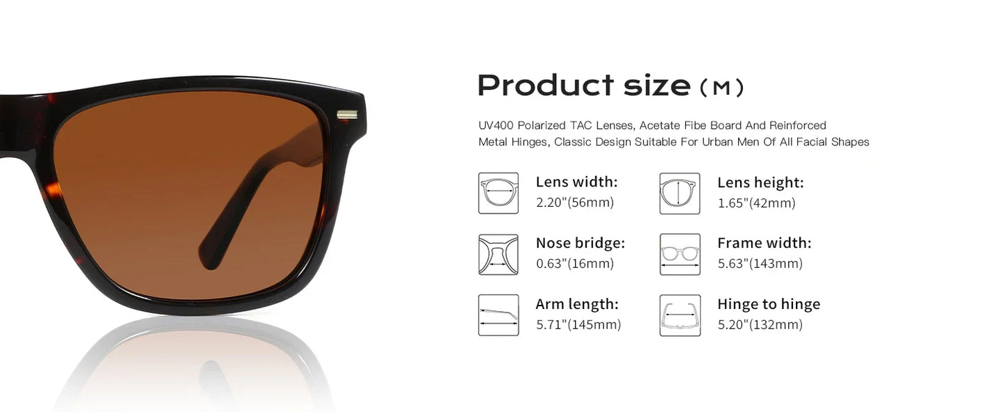 Fashion Square Polarized Sunglasses UV400 Protection Acetate Sun Glasses Classic Design Shade for Women Men
