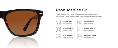 Fashion Square Polarized Sunglasses UV400 Protection Acetate Sun Glasses Classic Design Shade for Women Men
